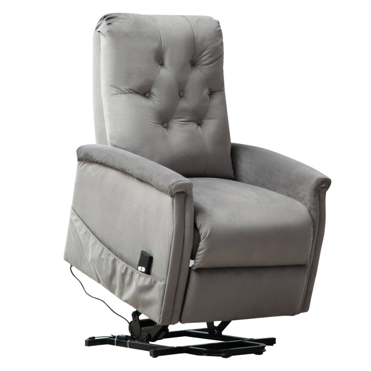 [US Warehouse] Electric Power Lift Recliner Chairs for Elderly Classic Single Sofa with Remote Control Pocket(Grey)
