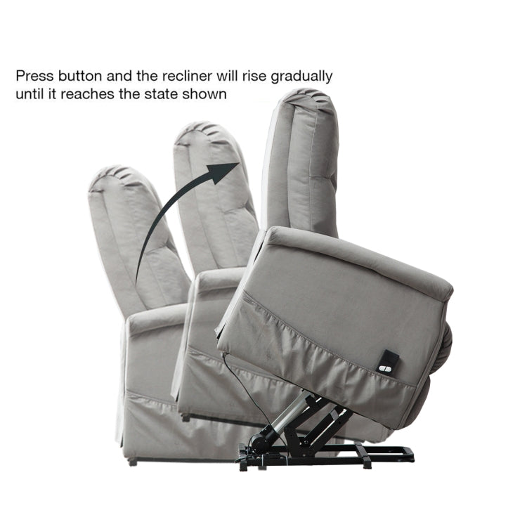 [US Warehouse] Electric Power Lift Recliner Chairs for Elderly Classic Single Sofa with Remote Control Pocket(Grey)