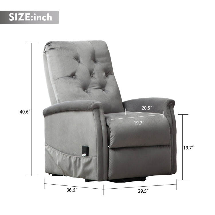 [US Warehouse] Electric Power Lift Recliner Chairs for Elderly Classic Single Sofa with Remote Control Pocket(Grey)