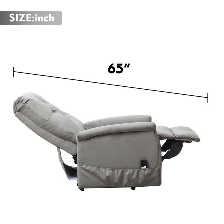 [US Warehouse] Electric Power Lift Recliner Chairs for Elderly Classic Single Sofa with Remote Control Pocket(Grey)