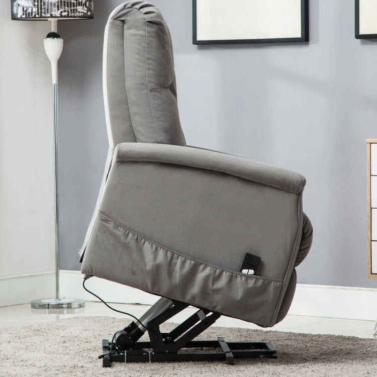 [US Warehouse] Electric Power Lift Recliner Chairs for Elderly Classic Single Sofa with Remote Control Pocket(Grey)