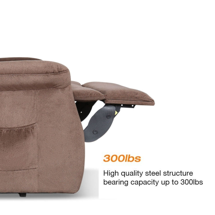 [US Warehouse] Electric Power Lift Remote Control Recliner Chairs for Elderly with Side Pocket (Coffee)