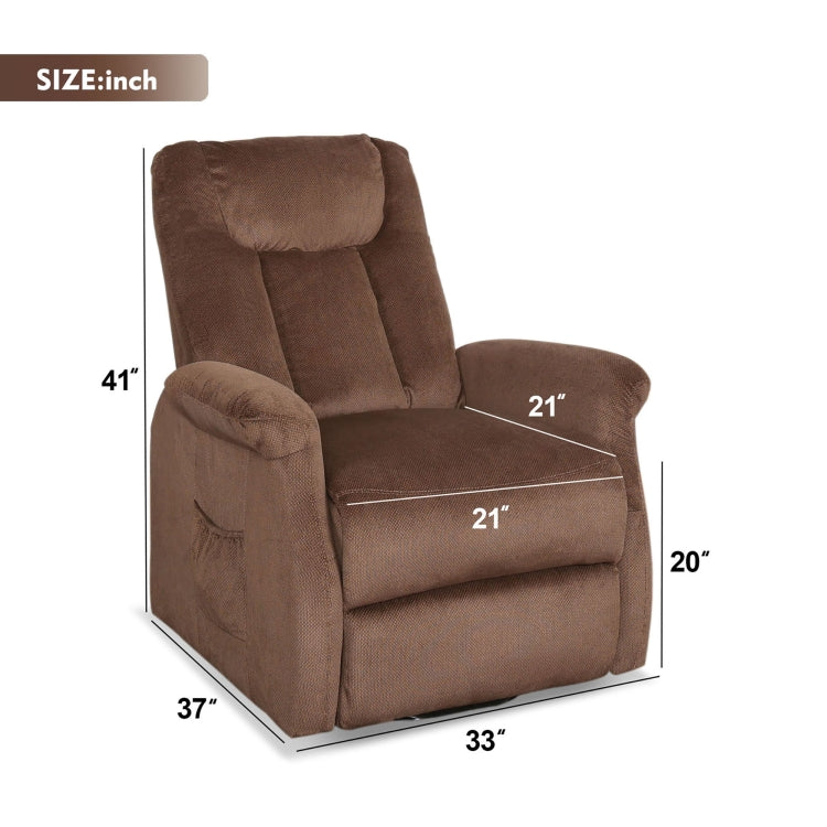 [US Warehouse] Electric Power Lift Remote Control Recliner Chairs for Elderly with Side Pocket (Coffee)