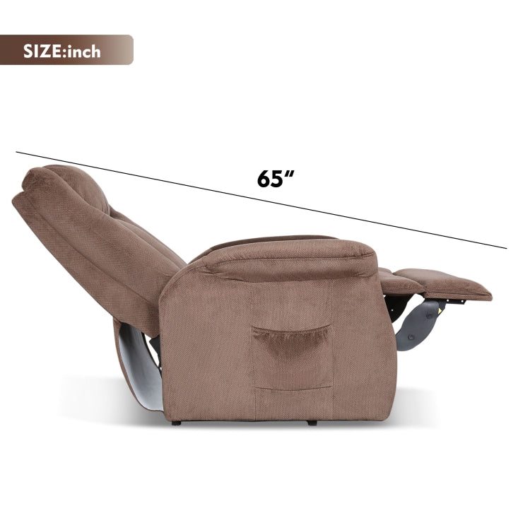 [US Warehouse] Electric Power Lift Remote Control Recliner Chairs for Elderly with Side Pocket (Coffee)