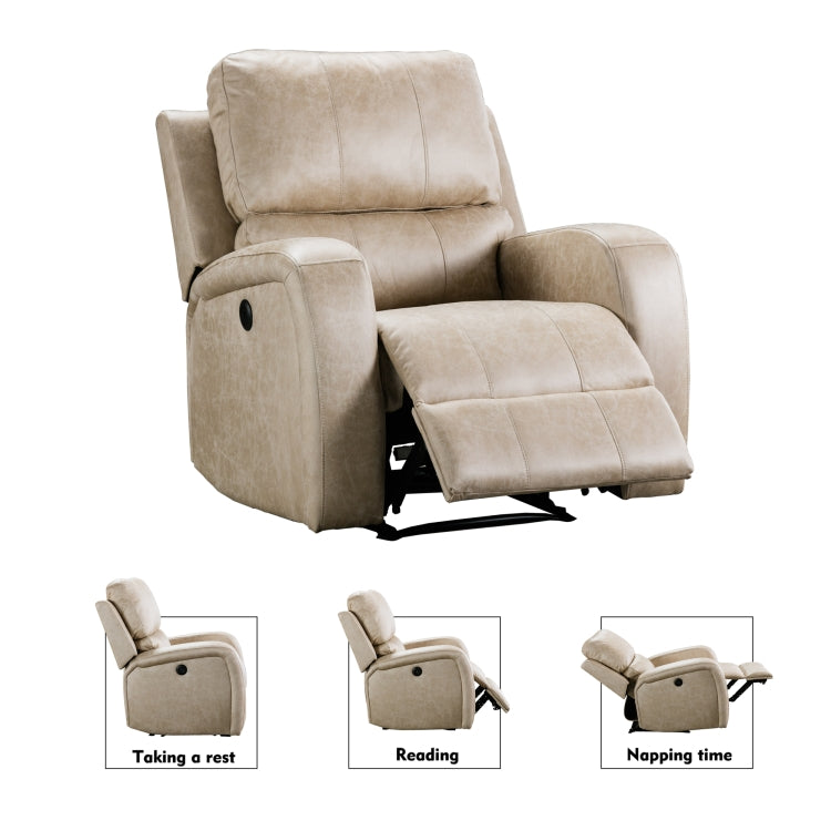 [US Warehouse] Electric Power Recliner Chairs Faux Suede Leather Sofa with USB Charge Port (Coffee)