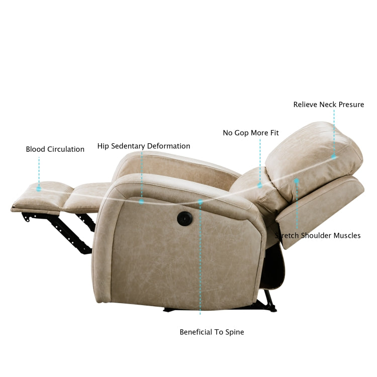 [US Warehouse] Electric Power Recliner Chairs Faux Suede Leather Sofa with USB Charge Port (Coffee)