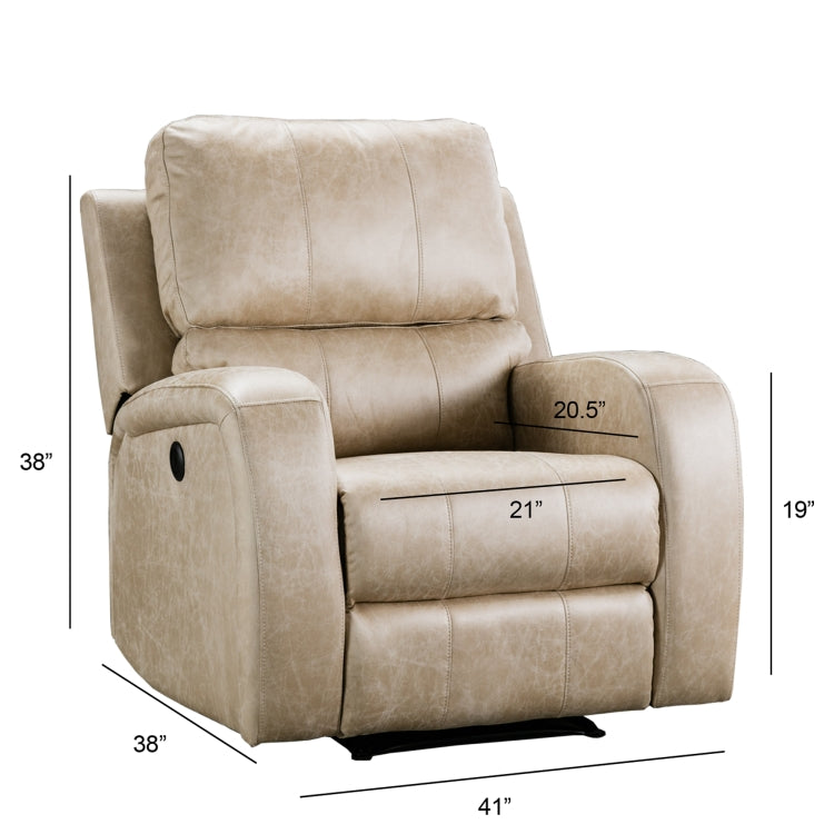 [US Warehouse] Electric Power Recliner Chairs Faux Suede Leather Sofa with USB Charge Port (Coffee)