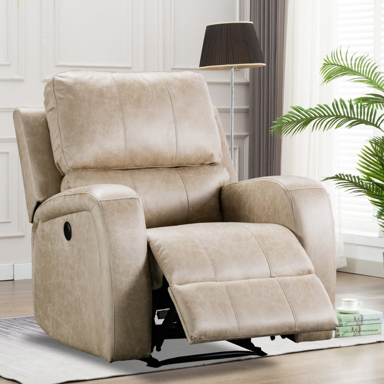 [US Warehouse] Electric Power Recliner Chairs Faux Suede Leather Sofa with USB Charge Port (Coffee)