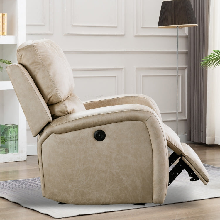 [US Warehouse] Electric Power Recliner Chairs Faux Suede Leather Sofa with USB Charge Port (Coffee)