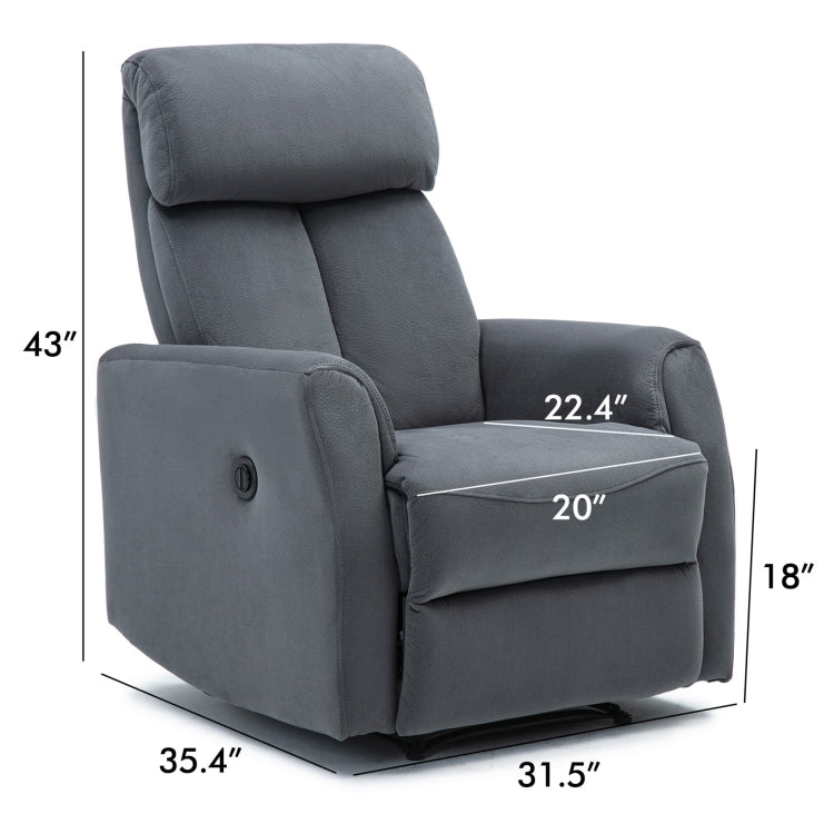 [US Warehouse] Power Recliner Chairs Overstuffed Single Sofa (Grey)