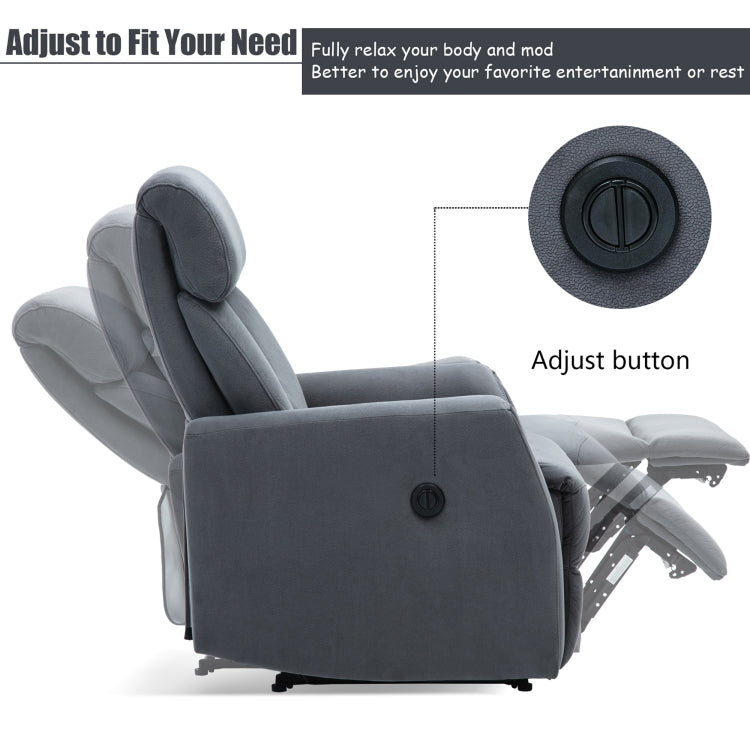 [US Warehouse] Power Recliner Chairs Overstuffed Single Sofa (Grey)