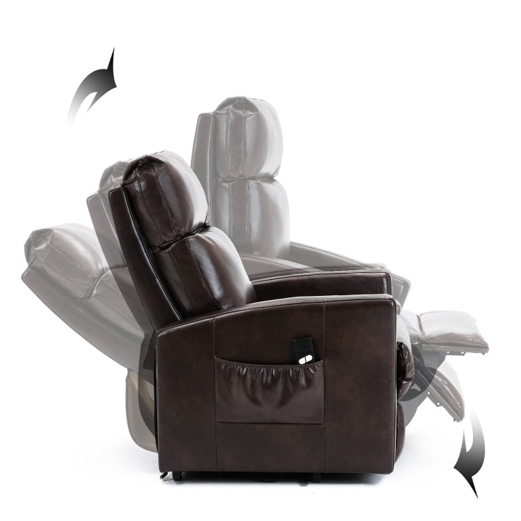 [US Warehouse] Faux Leather Lift Recliner Chairs for Elderly with Side Pocket (Brown)