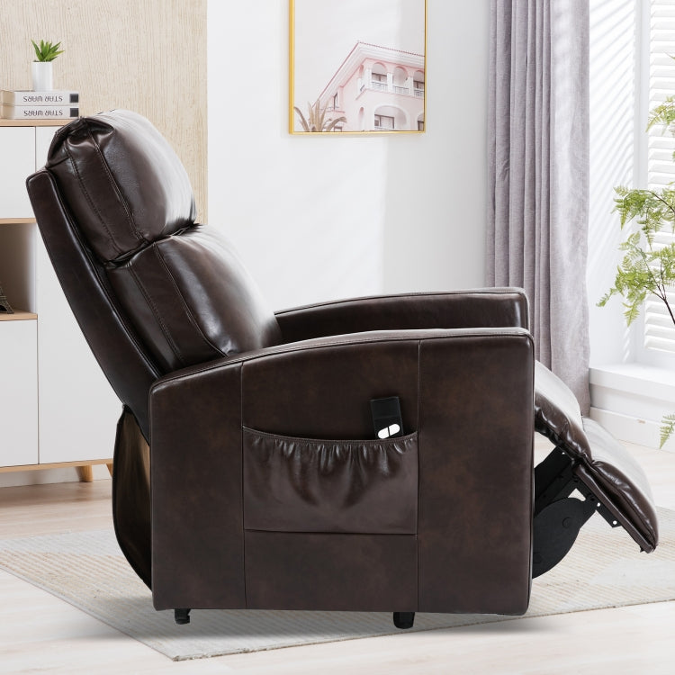 [US Warehouse] Faux Leather Lift Recliner Chairs for Elderly with Side Pocket (Brown)