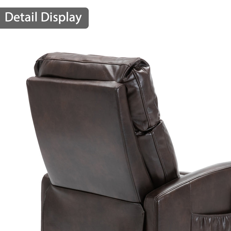 [US Warehouse] Faux Leather Lift Recliner Chairs for Elderly with Side Pocket (Brown)