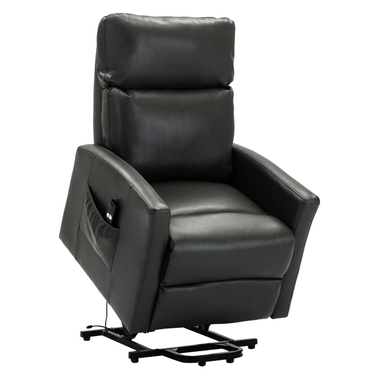 [US Warehouse] Faux Leather Lift Recliner Chairs for Elderly with Side Pocket (Grey)