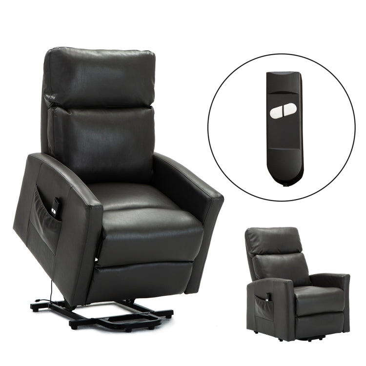 [US Warehouse] Faux Leather Lift Recliner Chairs for Elderly with Side Pocket (Grey)