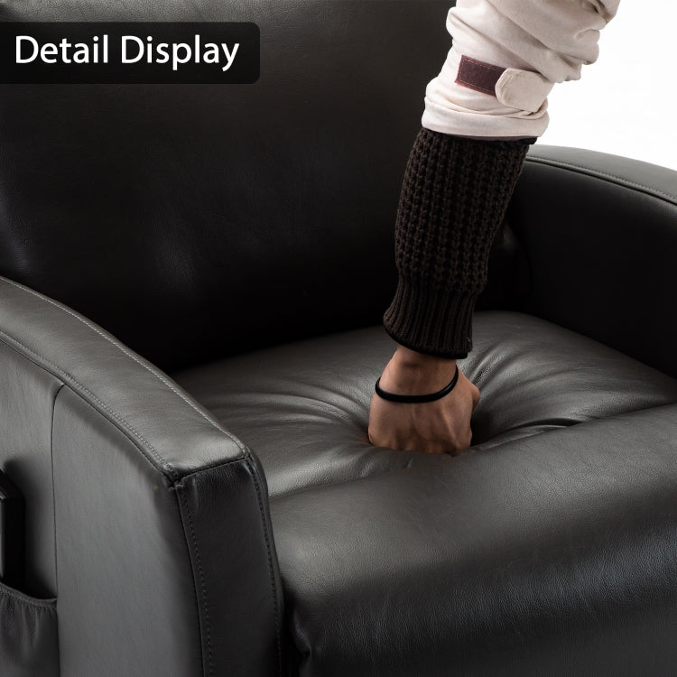 [US Warehouse] Faux Leather Lift Recliner Chairs for Elderly with Side Pocket (Grey)