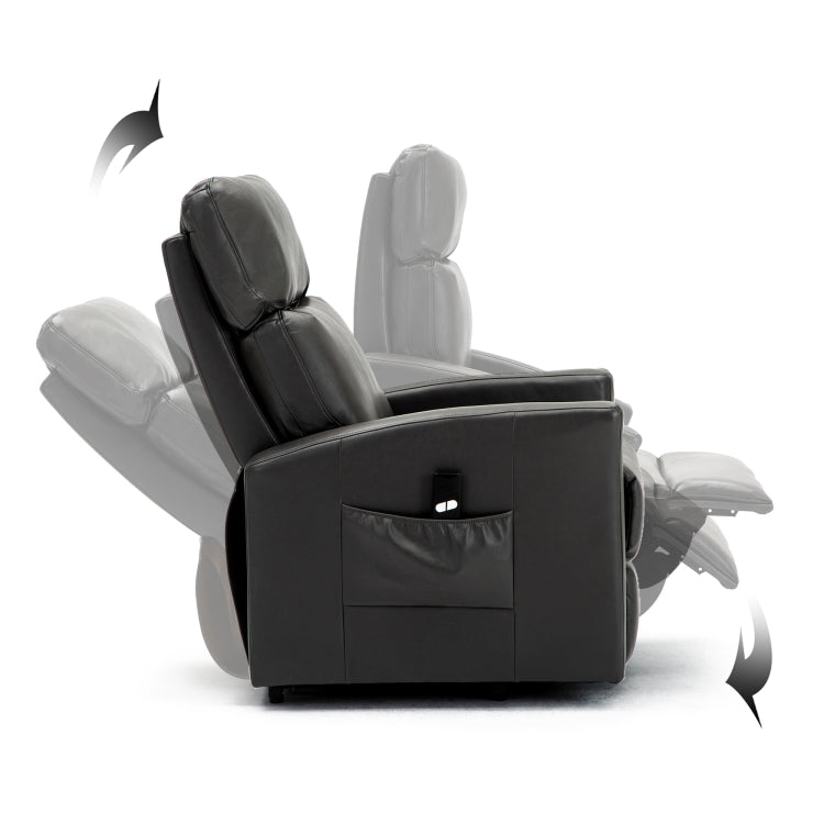 [US Warehouse] Faux Leather Lift Recliner Chairs for Elderly with Side Pocket (Grey)
