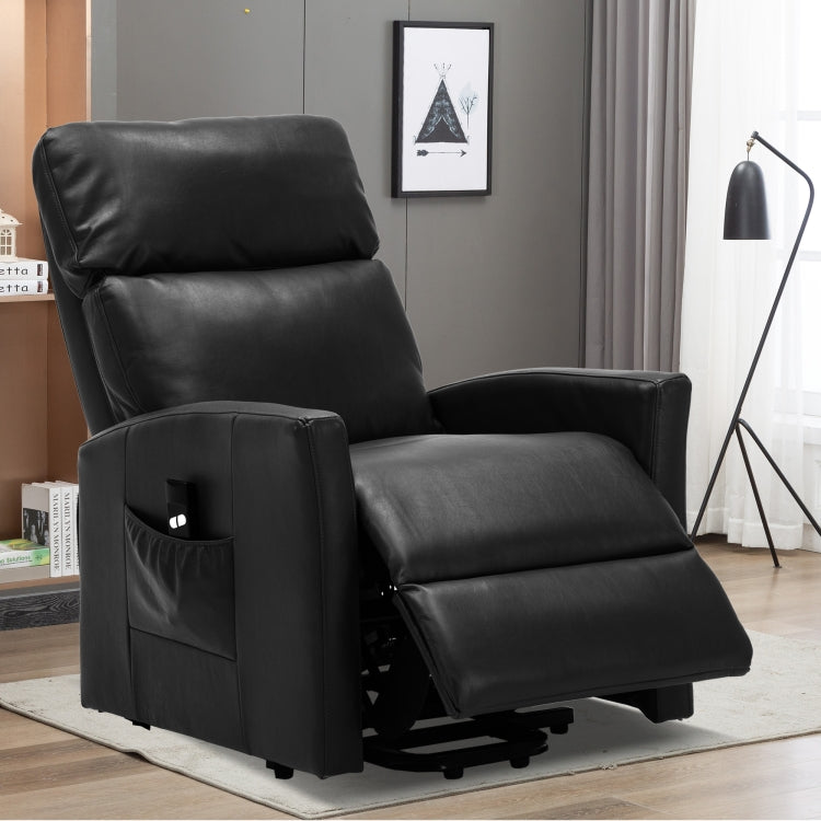 [US Warehouse] Faux Leather Lift Recliner Chairs for Elderly with Side Pocket (Grey)