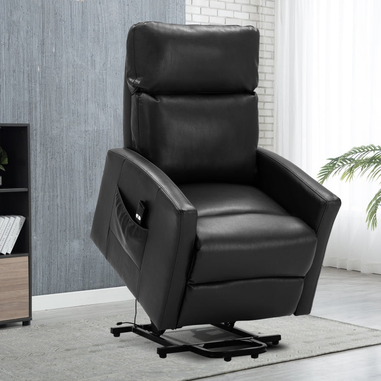 [US Warehouse] Faux Leather Lift Recliner Chairs for Elderly with Side Pocket (Grey)