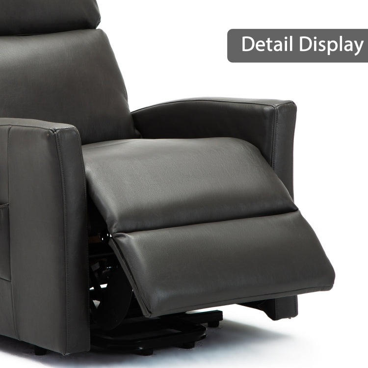 [US Warehouse] Faux Leather Lift Recliner Chairs for Elderly with Side Pocket (Grey)