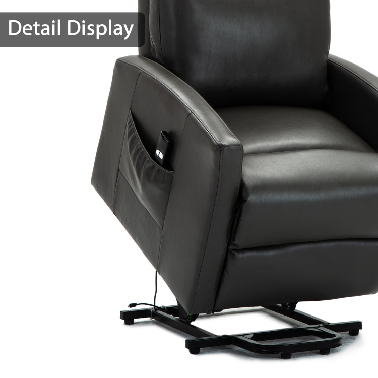 [US Warehouse] Faux Leather Lift Recliner Chairs for Elderly with Side Pocket (Grey)