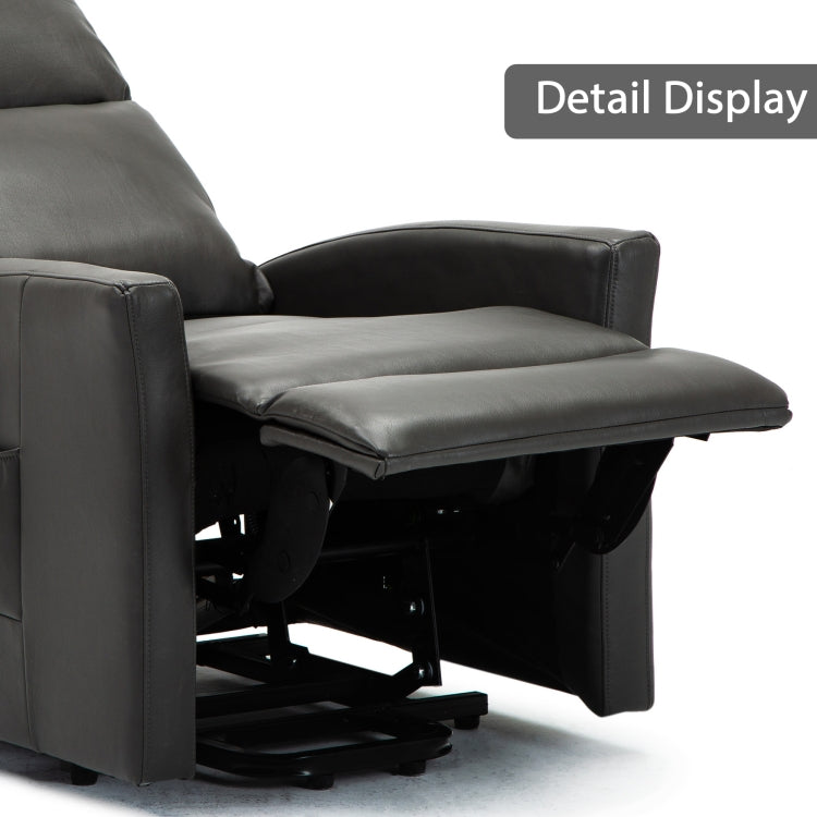 [US Warehouse] Faux Leather Lift Recliner Chairs for Elderly with Side Pocket (Grey)