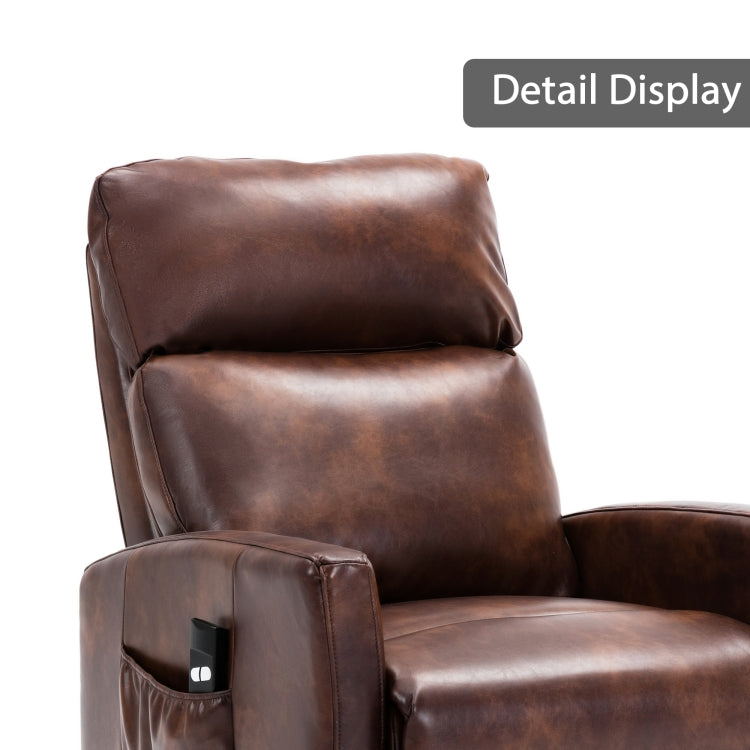 [US Warehouse] Faux Leather Lift Recliner Chairs for Elderly with Side Pocket (Red Brown)