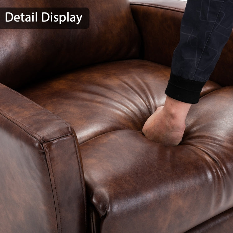 [US Warehouse] Faux Leather Lift Recliner Chairs for Elderly with Side Pocket (Red Brown)