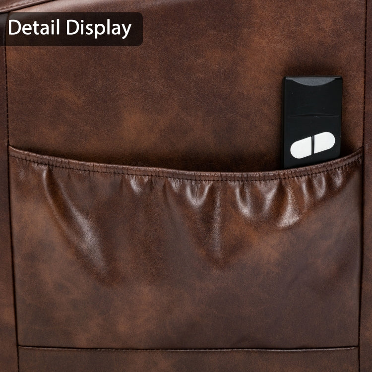 [US Warehouse] Faux Leather Lift Recliner Chairs for Elderly with Side Pocket (Red Brown)