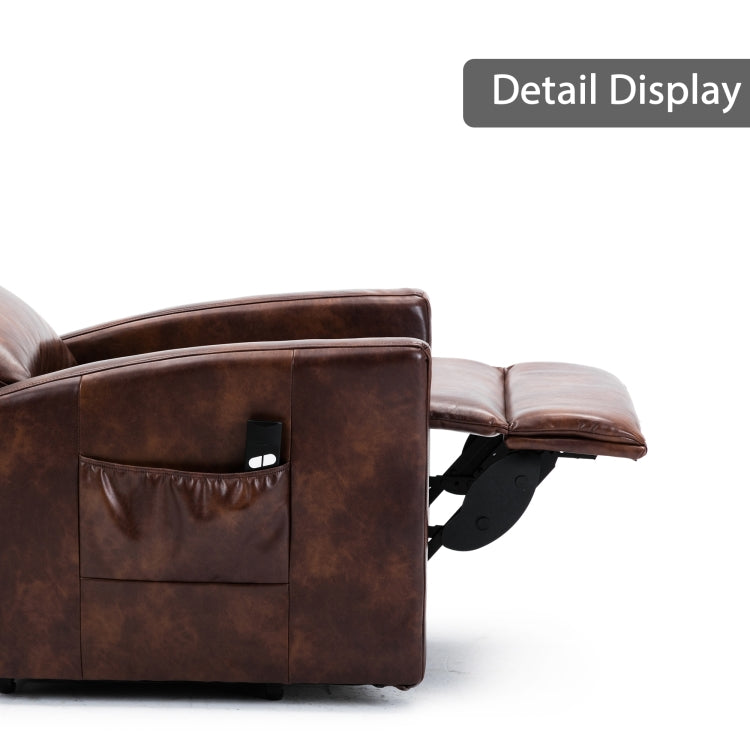 [US Warehouse] Faux Leather Lift Recliner Chairs for Elderly with Side Pocket (Red Brown)