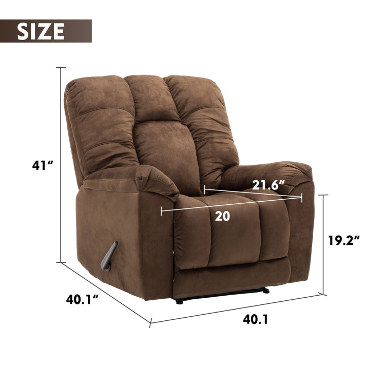 [US Warehouse] Manual Adjustable Comfortable Thicker Fabric Recliner Chairs(Brown)