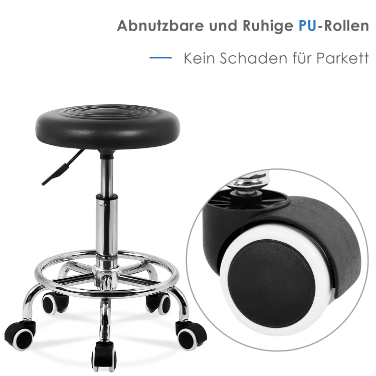[EU Warehouse] 360-degree Freely Rotatable Office Roll Swivel Stool with Castors, Load Capacity: 150kg (Black)
