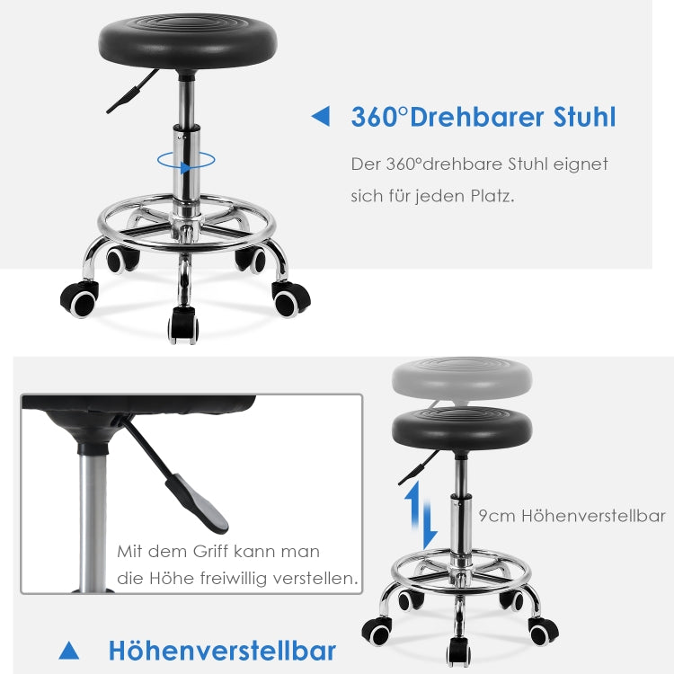 [EU Warehouse] 360-degree Freely Rotatable Office Roll Swivel Stool with Castors, Load Capacity: 150kg (Black)