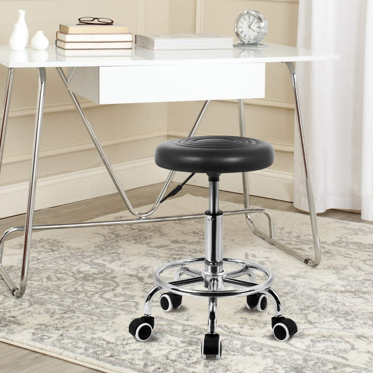 [EU Warehouse] 360-degree Freely Rotatable Office Roll Swivel Stool with Castors, Load Capacity: 150kg (Black)