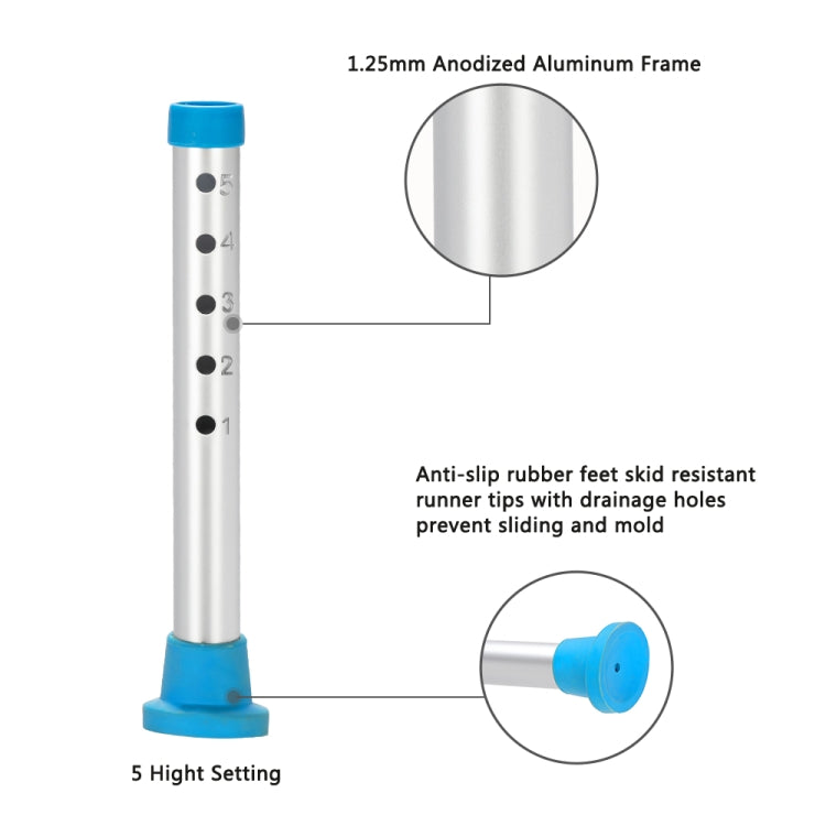 [US Warehouse] Aluminum Alloy 6-Speed Lifting Hollow Bath Chair with PE Stool & Rubber Foot Cushion & Backrest (Blue White)