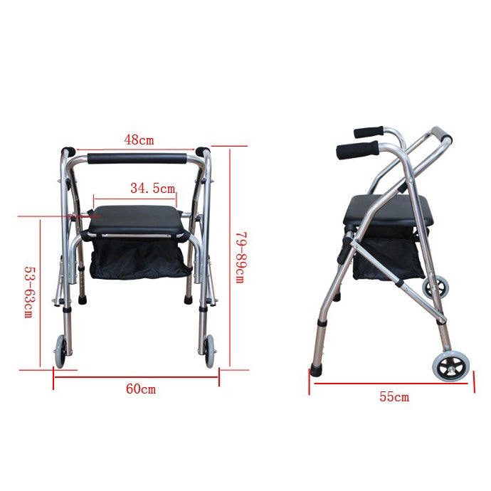 [US Warehouse] Aluminum Tube Walker with Seat Cushion (Silver)