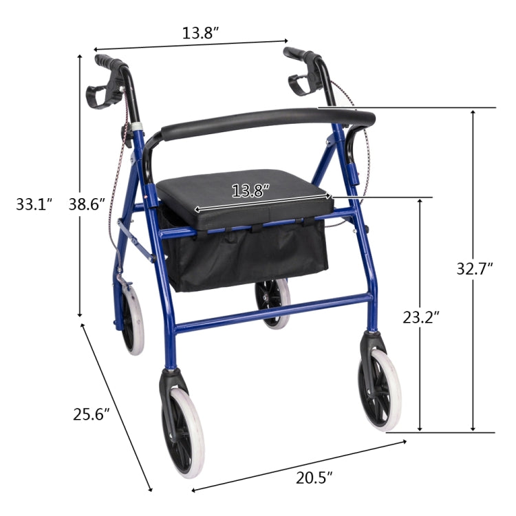 [US Warehouse] Steel Nylon Walker with Wheels (Black Blue)