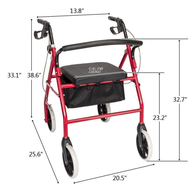 [US Warehouse] Steel Nylon Walker with Wheels (Black Red)