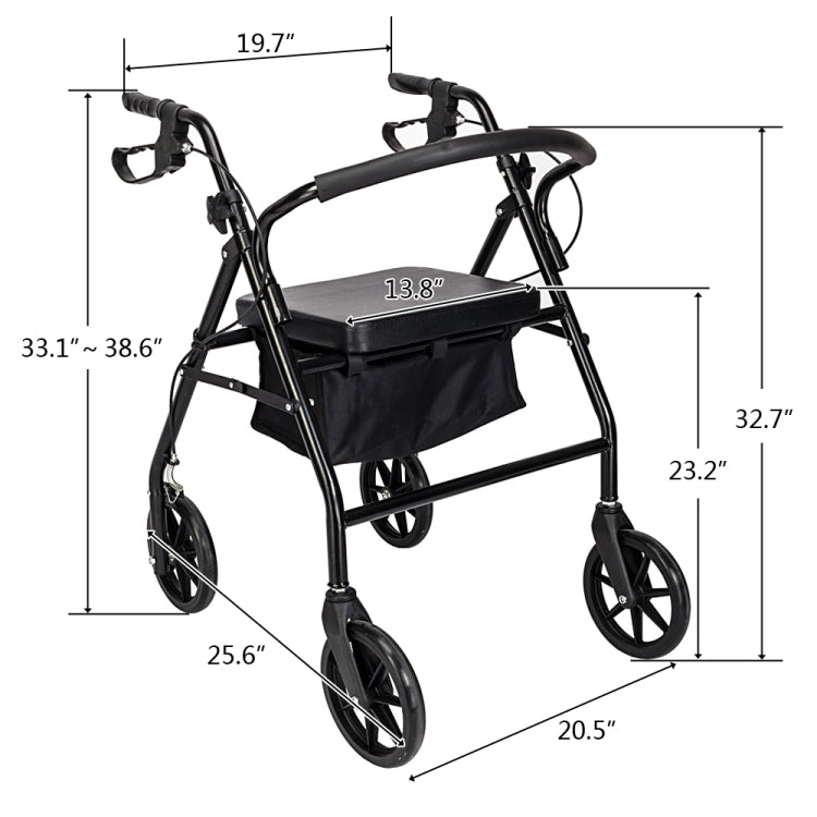 [US Warehouse] Steel Nylon Walker with Wheels (Black)