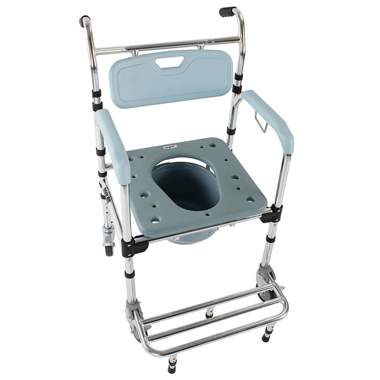 [US Warehouse] 4 in 1 Multifunctional Aluminum Elder Disabled People Pregnant Women Commode Chair Folding Bath Chair (Light Blue)