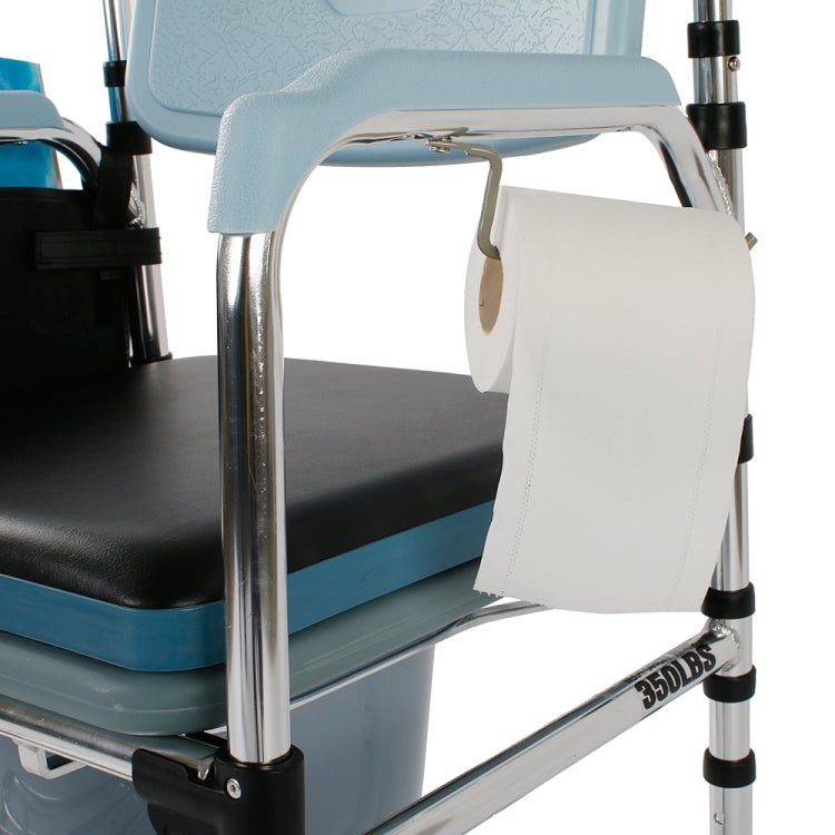 [US Warehouse] 4 in 1 Multifunctional Aluminum Elder Disabled People Pregnant Women Commode Chair Folding Bath Chair (Light Blue)