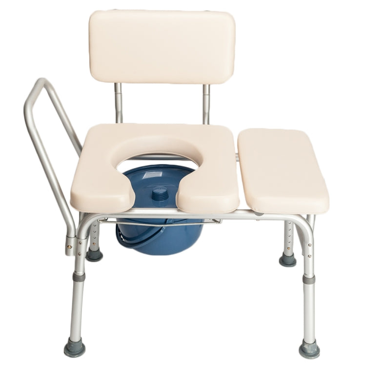 [US Warehouse] Multifunctional Aluminum Elder People Disabled People Pregnant Women Commode Chair Bath Chair (Creamy White)