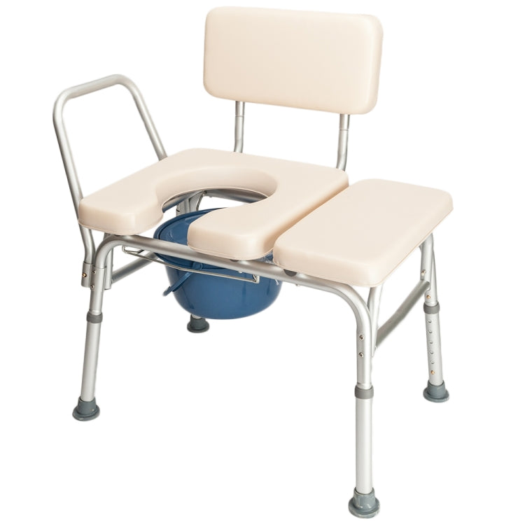 [US Warehouse] Multifunctional Aluminum Elder People Disabled People Pregnant Women Commode Chair Bath Chair (Creamy White)