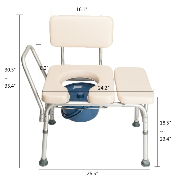 [US Warehouse] Multifunctional Aluminum Elder People Disabled People Pregnant Women Commode Chair Bath Chair (Creamy White)