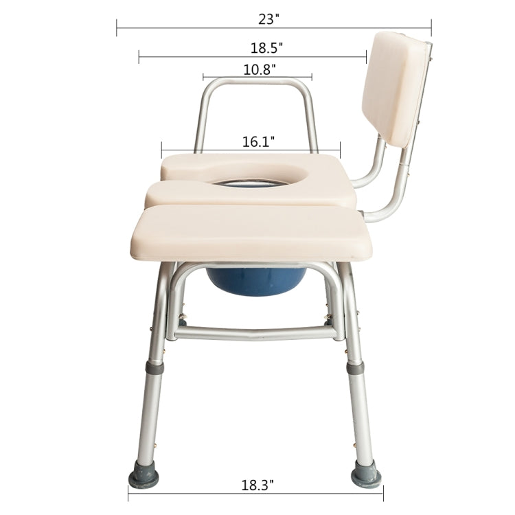 [US Warehouse] Multifunctional Aluminum Elder People Disabled People Pregnant Women Commode Chair Bath Chair (Creamy White)