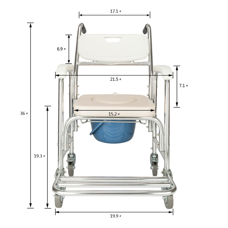 [US Warehouse] 4 in 1 Multifunctional Aluminum Elder Disabled People Pregnant Women Commode Chair Bath Chair (Creamy White)