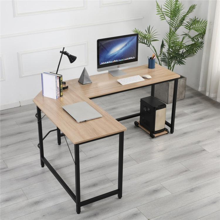 [US Warehouse] Home Office L-Shaped Corner Desk Computer Desk (Black+Wood)