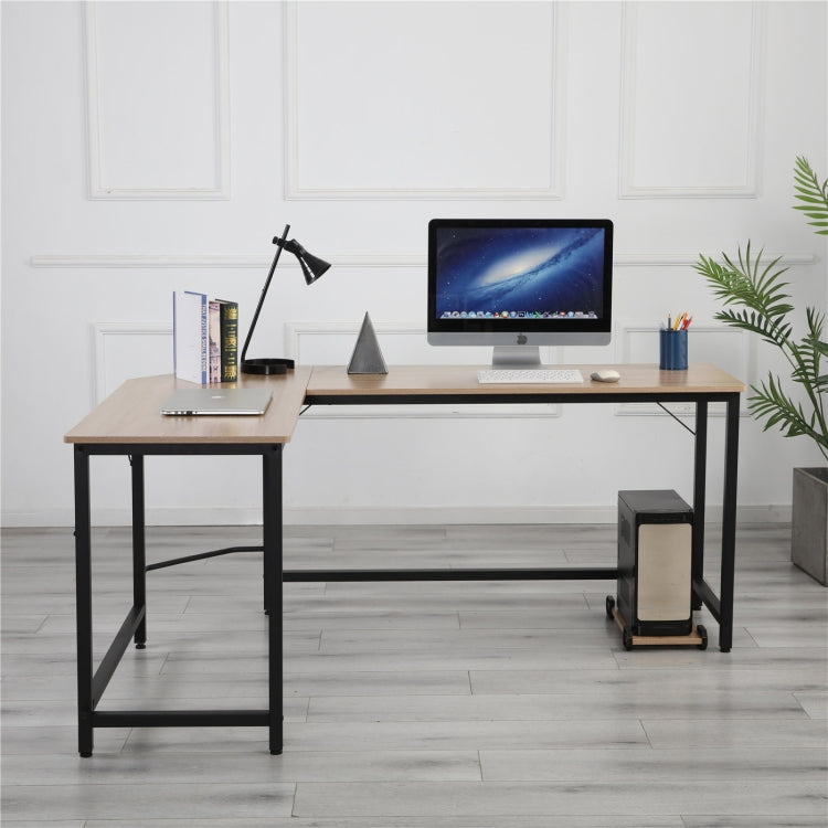 [US Warehouse] Home Office L-Shaped Corner Desk Computer Desk (Black+Wood)