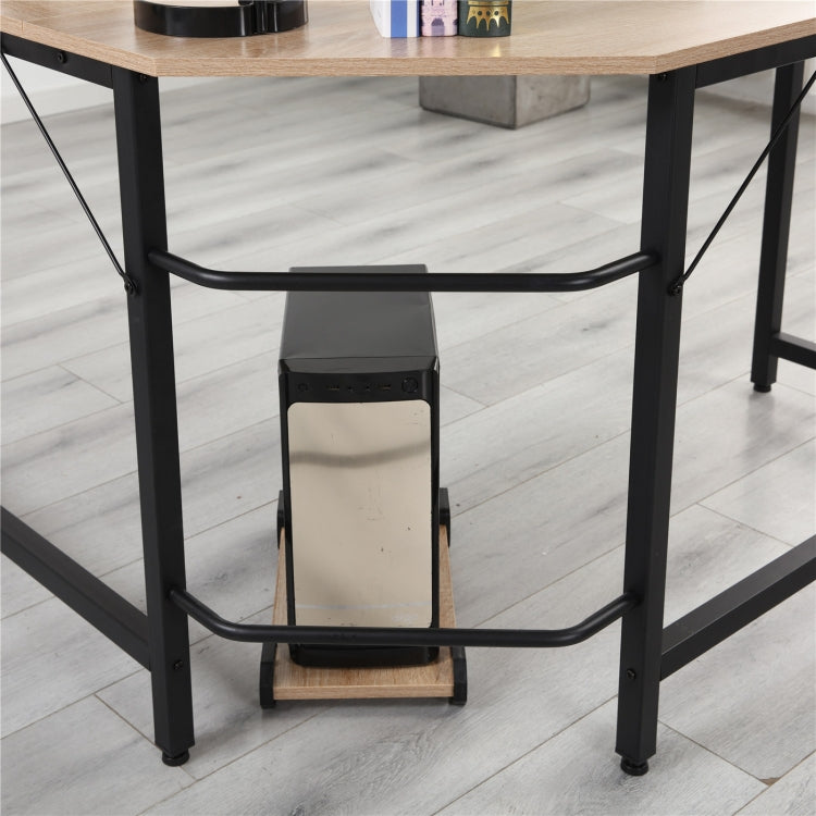 [US Warehouse] Home Office L-Shaped Corner Desk Computer Desk (Black+Wood)